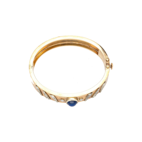 Bracelet jonc en or rose 14K Backrach signé, saphirs et diamants