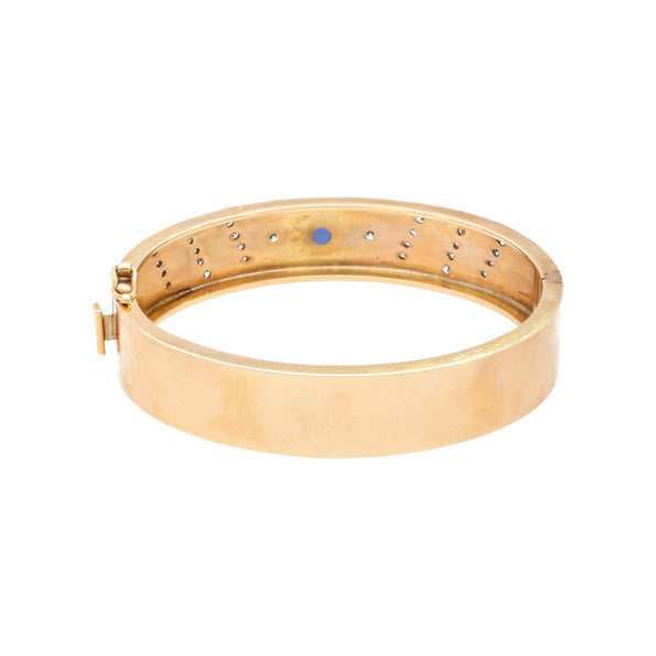 Bracelet jonc Backrach signé en or rose 14K avec saphirs et diamants
