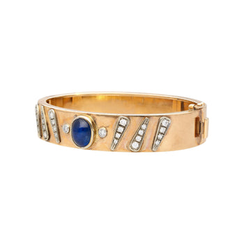 14K Rose Gold Backrach Signed Sapphire and Diamond Bangle Bracelet – Assay Jewelers