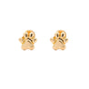 14K Solid Gold Dog Paw Stud Earrings On Screw Back
