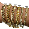 14K Solid Gold Miami Cuban Link Chain Bracelet 4-21.5MM 6-10"