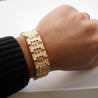 14K Solid Yellow Gold Nugget Link Mens Bracelet