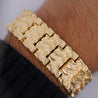 14K Solid Yellow Gold Nugget Link Mens Bracelet