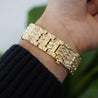 14K Solid Yellow Gold Nugget Link Mens Bracelet