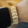 14K Solid Yellow Gold Nugget Link Mens Bracelet