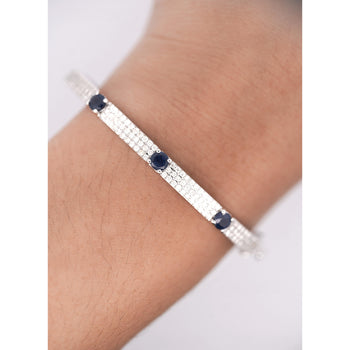 14K White Gold Diamond and Blue Sapphire Pave Bangle Bracelet – Assay Jewelers