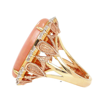 14.24 Carat Pink Opal & Diamond 18K Gold Floral Cocktail Ring – Assay Jewelers