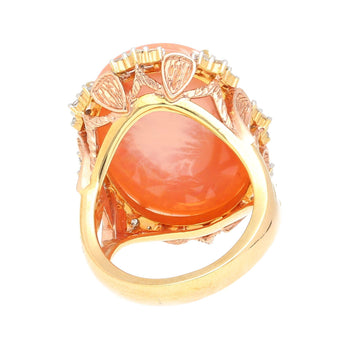 14.24 Carat Pink Opal & Diamond 18K Gold Floral Cocktail Ring – Assay Jewelers