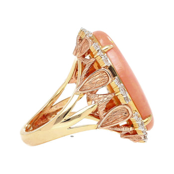 14.24 Carat Pink Opal & Diamond 18K Gold Floral Cocktail Ring – Assay Jewelers