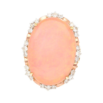 14.24 Carat Pink Opal & Diamond 18K Gold Floral Cocktail Ring – Assay Jewelers
