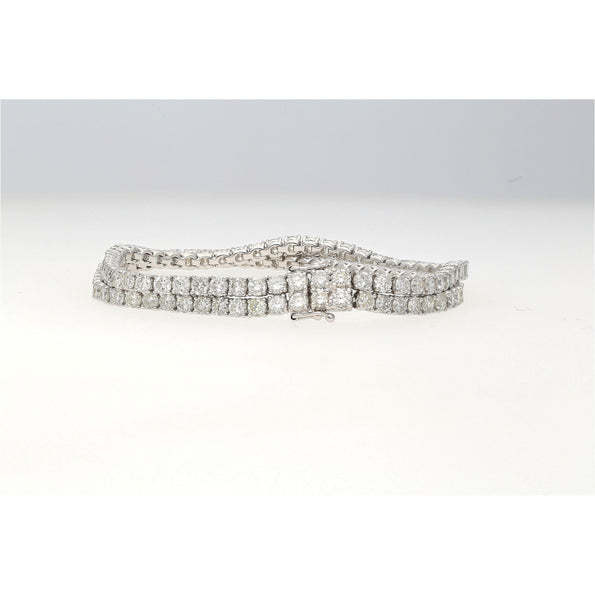 14ct Emerald Center and Diamond 2 Strand Tennis Bracelet