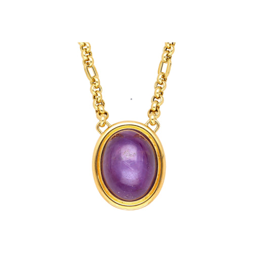155.48 Carat No-Heat Purple Star Ruby 18K Gold Bezel Pendant Necklace