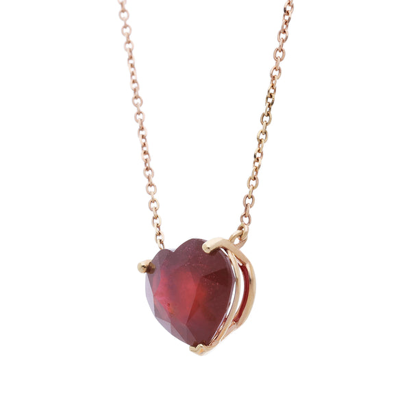 15.35 Carat Heart Ruby 18K Rose Gold Prong Stud Earring & Pendant Necklace Set