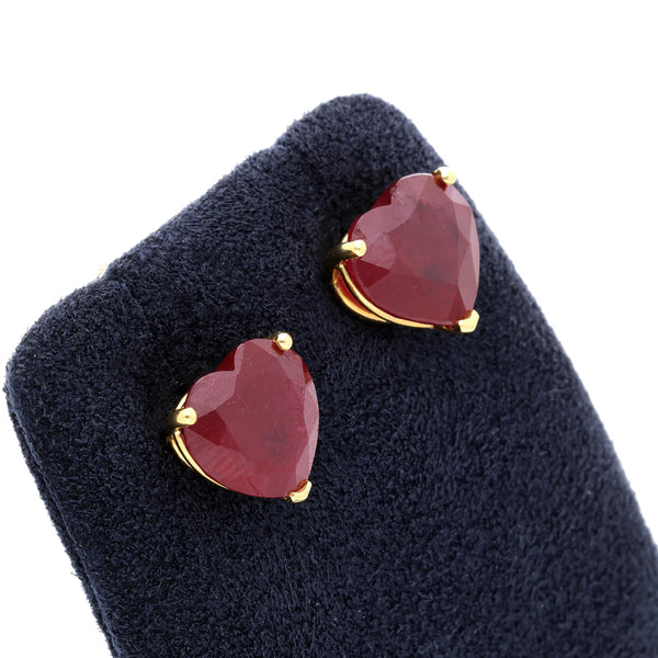 15.35 Carat Heart Ruby 18K Rose Gold Prong Stud Earring & Pendant Necklace Set