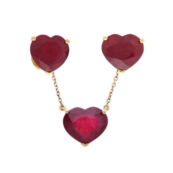 15.35 Carat Heart Ruby 18K Rose Gold Prong Stud Earring & Pendant Necklace Set