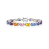 15.63 Carat Multi Color Sapphire & Diamond Bracelet in 18K White Gold Station