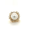 Bague Halo de Perle des Mers du Sud de 16 mm et Diamant Taille Marquise en Or 18k