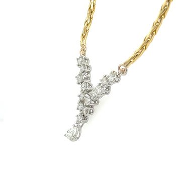 18K Gold Diamond Cluster Wheat Chain Necklace 16.5" – Assay Jewelers