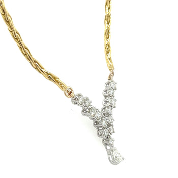 18K Gold Diamond Cluster Wheat Chain Necklace 16.5" – Assay Jewelers