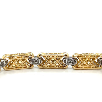 18K Gold Pave Set 2 Tone Round Cut Natural Diamond and Yellow Sapphire Bracelet – Assay Jewelers