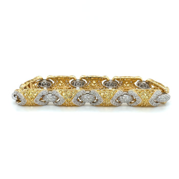 18K Gold Pave Set 2 Tone Round Cut Natural Diamond and Yellow Sapphire Bracelet – Assay Jewelers