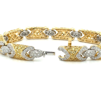 18K Gold Pave Set 2 Tone Round Cut Natural Diamond and Yellow Sapphire Bracelet – Assay Jewelers