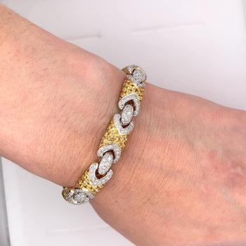 18K Gold Pave Set 2 Tone Round Cut Natural Diamond and Yellow Sapphire Bracelet – Assay Jewelers