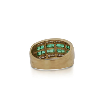 18K Gold Square Emerald and Round Diamond Channel Set Band Ring – Assay Jewelers