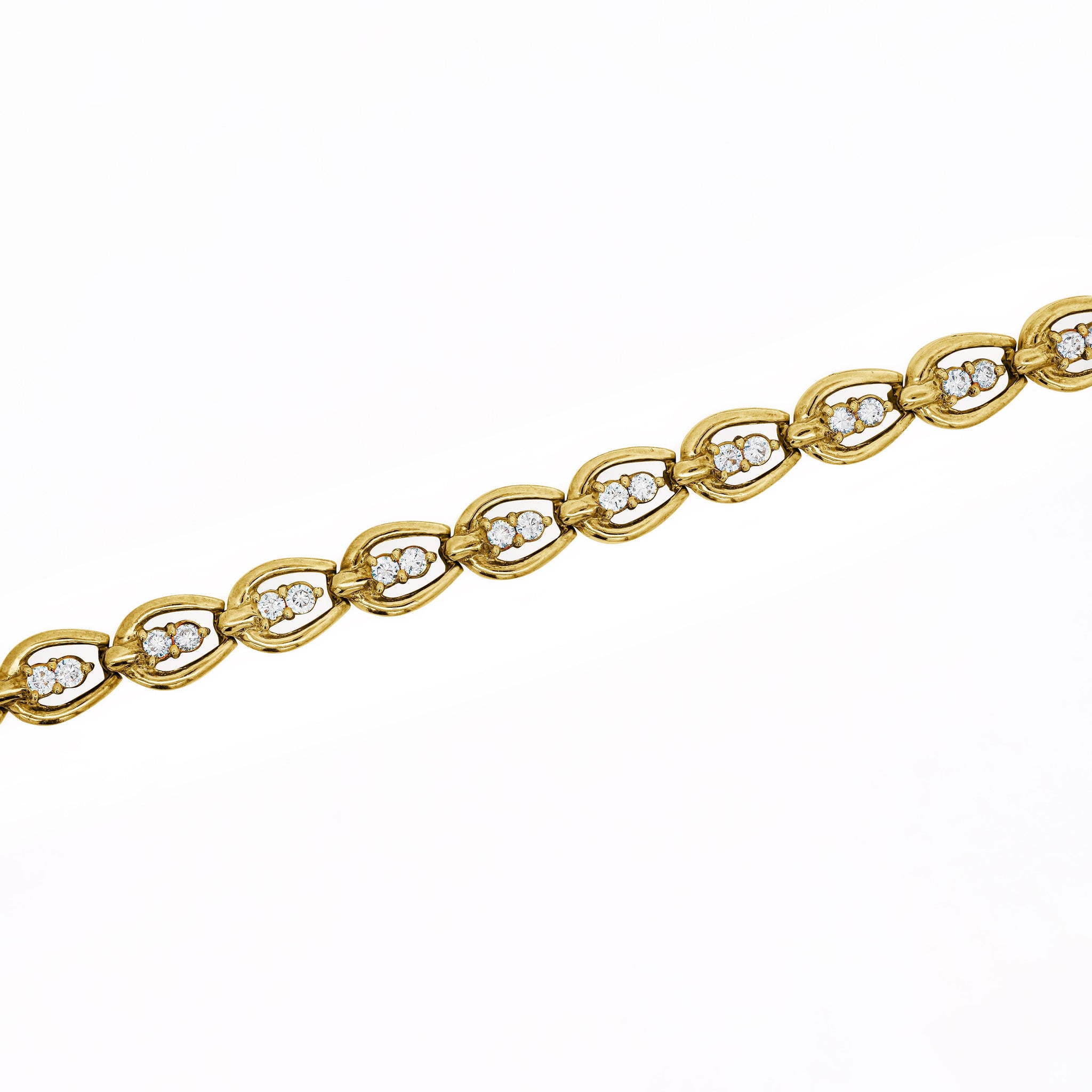 18K Gold Vintage Oval Interlocking Link Diamond Bracelet