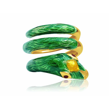 Ring serpente in oro 18K e smalto verde – Assay Jewelers