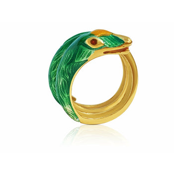 Ring serpente in oro 18K e smalto verde – Assay Jewelers