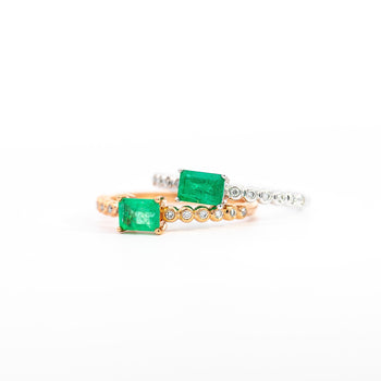 18K Solid Gold Thin Ribbed Textured Band Emerald, Ruby, Or Sapphire Ring – Assay Jewelers