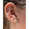 18K White Gold 0.50 CT Blue & White Diamond Inside Out Huggie Hoop Earrings