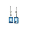 Boucles d'oreilles pendantes en spinelle et diamant taille émeraude en or blanc 18 carats