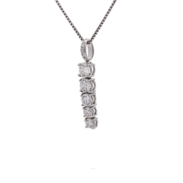 18K White Gold Lab Grown Diamond Graduated Single Line Pendant Necklace