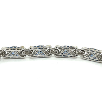 18K White Gold Natural Diamond and Natural Blue Sapphire Pave Set Bracelet – Assay Jewelers