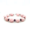 Bracelet jonc en or blanc 18K avec agate rose brute non formée et rubis taillé en rond