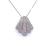 18K White Gold and Diamond Pave Sea Shell Pendant Necklace