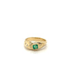 Bague en or jaune 18K sertie clos d'émeraude naturelle et de diamant rond flottant