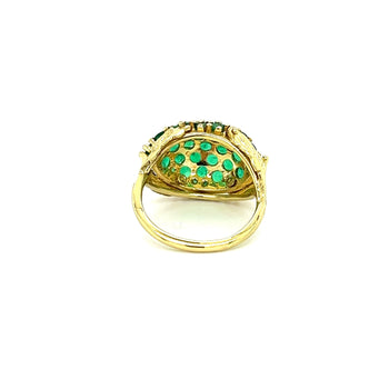 18K Yellow Gold Round Natural Emerald Gemstone Cluster Dome Ring – Assay Jewelers