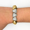 18k Gold Heart Charm Link 3.5 Carat Pave Diamond Bracelet