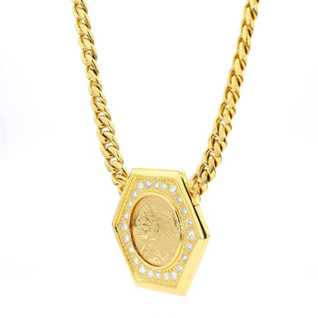 1909 US Indian Head $5 Gold Coin Pendant Necklace, 14K Gold with Diamonds – Assay Jewelers