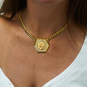 1909 US Indian Head $5 Gold Coin Pendant Necklace, 14K Gold with Diamonds – Assay Jewelers