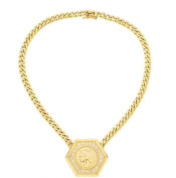 1909 US Indian Head $5 Gold Coin Pendant Necklace, 14K Gold with Diamonds – Assay Jewelers