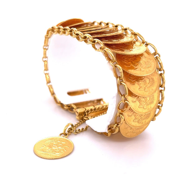 Bracelet en pièce d’or de la Royal Mint britannique de 1911, roi George V, en or 22 k | Réplique