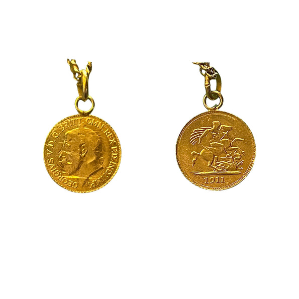 Bracelet en pièce d’or de 1911 King George V de la Royal Mint britannique en or 22 carats | Réplique