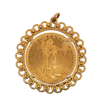 1924 Lady Liberty USA 20 Dollar Coin Bezel in 14K Yellow Gold Pendant – Assay Jewelers