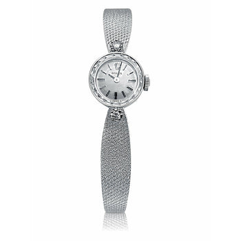 Orologio Rolex da donna anni 1950 in oro, 15 mm, in oro bianco 14k, con quadrante champagne testurizzato e cinturino integrato – Assay Jewelers