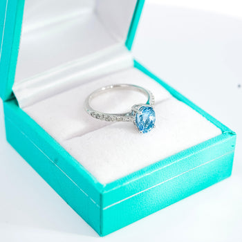 1.16 Carat Oval-Cut Aquamarine and Diamond Shank 14K White Gold Ring – Assay Jewelers