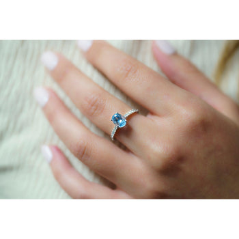 1.16 Carat Oval-Cut Aquamarine and Diamond Shank 14K White Gold Ring – Assay Jewelers